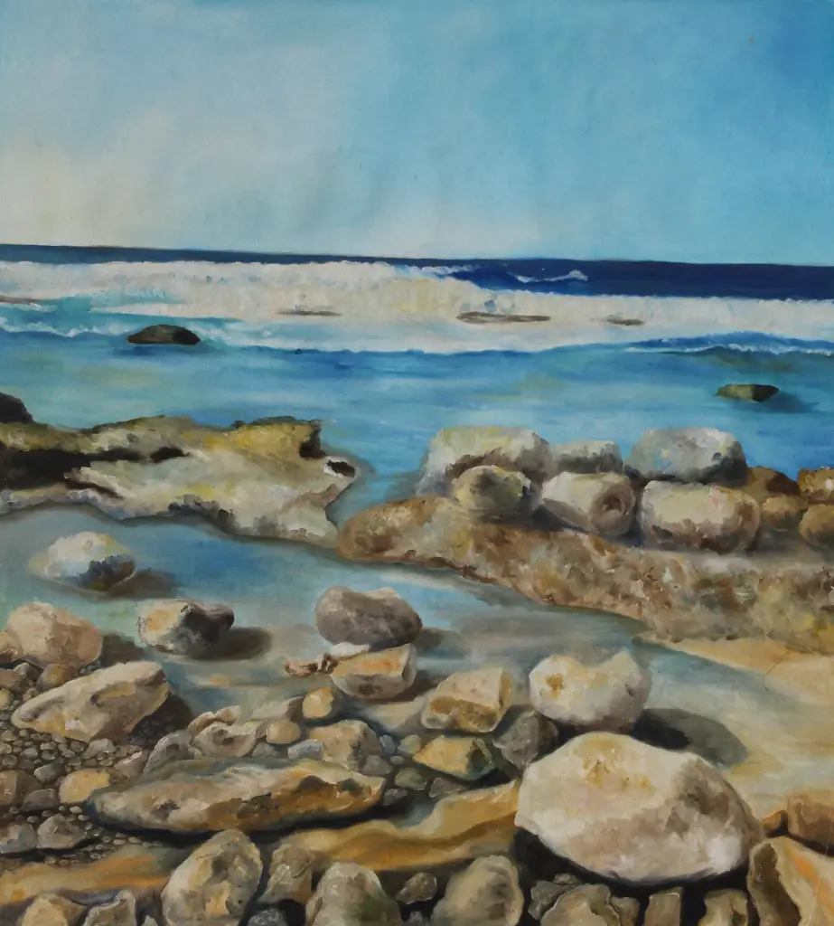 Ramlet El Baida, oil on canvas, 89 x 82 cm, 2019