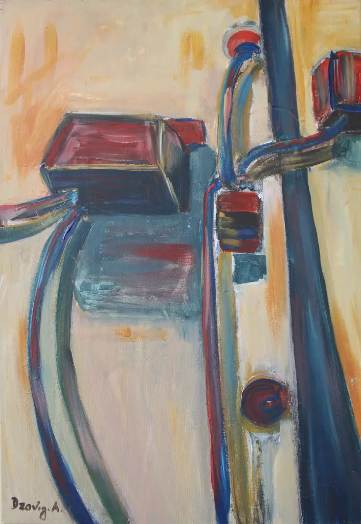 Masculine electric wires I, acrylic on canvas, 60 x 40 cm, 2018