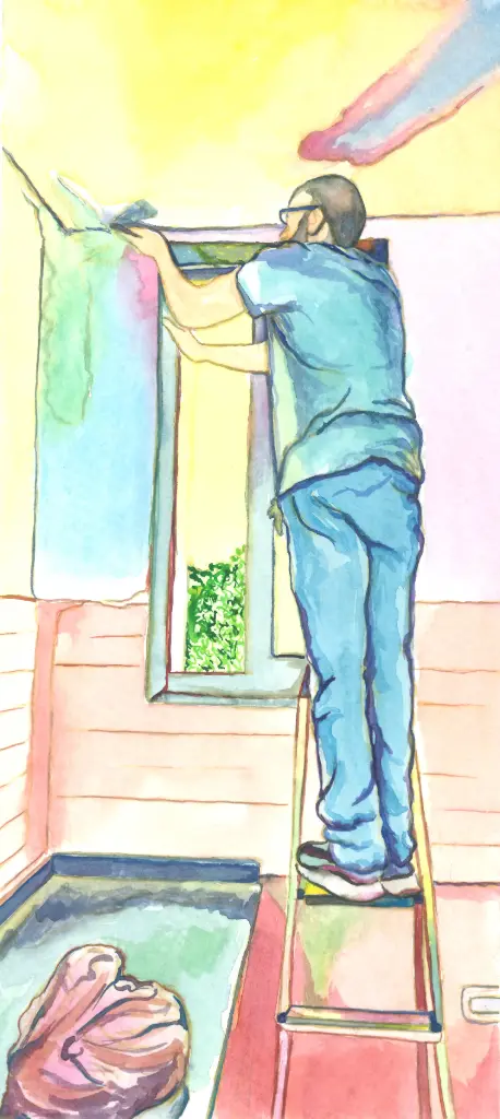 Peace of mind, watercolor on paper, 28 x 12.5 cm, 2023