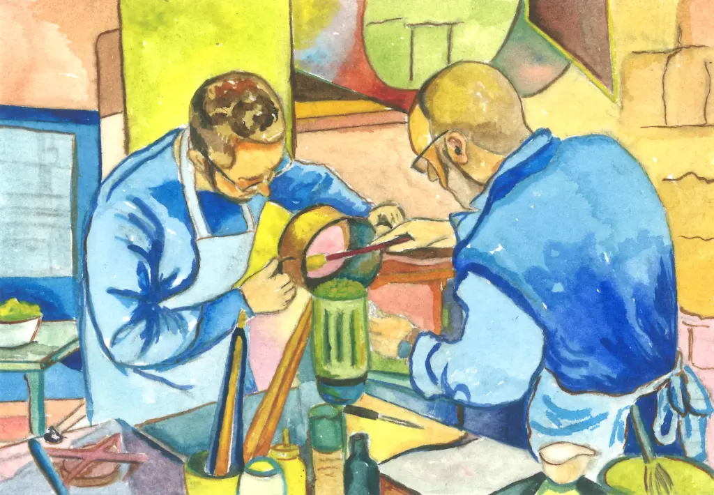 The ladies are waiting II, watercolor on paper, 16.5 x 25.5 cm, 2023