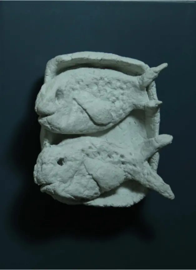 Trout, limestone paste, 15 x 11 cm