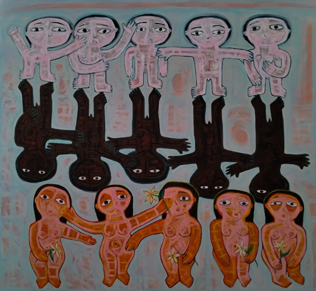 Untitled, mixed media on canvas, 137 x 148 cm