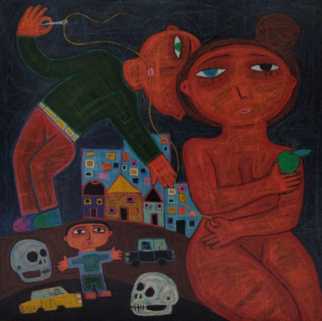 Untitled, mixed media on canvas, 99 x 99 cm, 2022