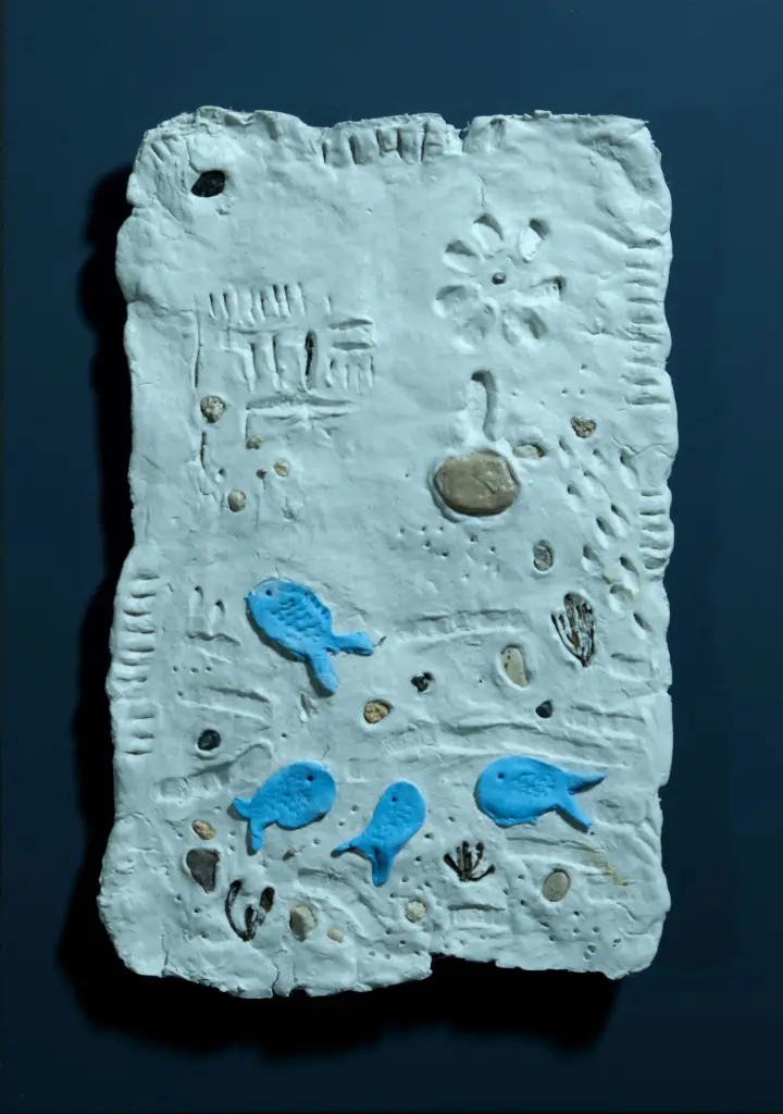 Untitled, limestone paste relief, 30 x 22, 2023