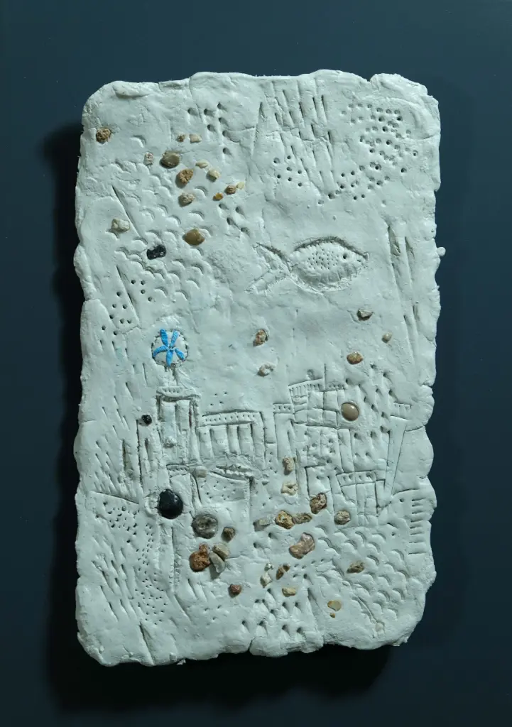 Untitled, limestone paste relief, 30 x 22, 2023 