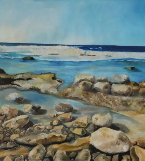 Ramlet El Baida, oil on canvas, 89 x 82 cm, 2019