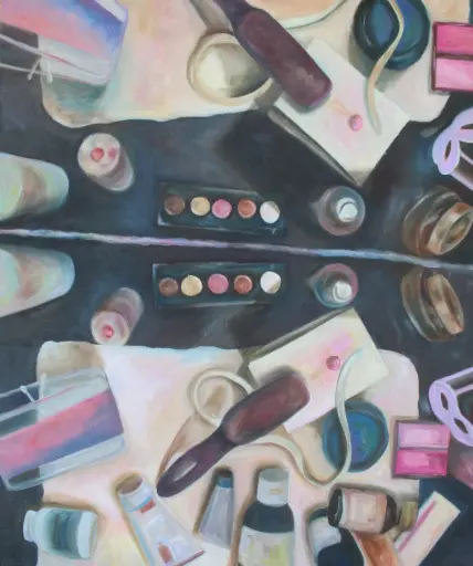 A woman's mirror - top view, oil on canvas, 60 x 50 cm, 2018