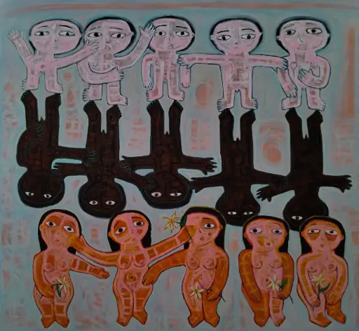 Untitled, mixed media on canvas, 137 x 148 cm