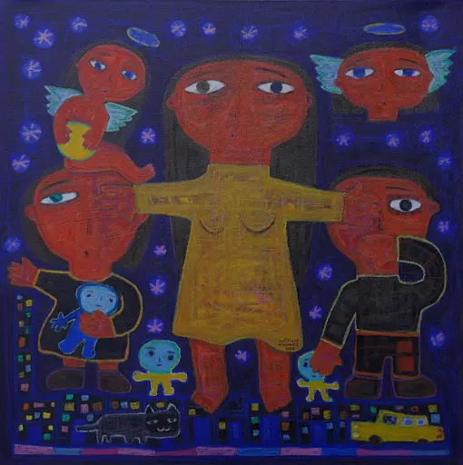 Untitled, mixed media on canvas, 87 x 87 cm