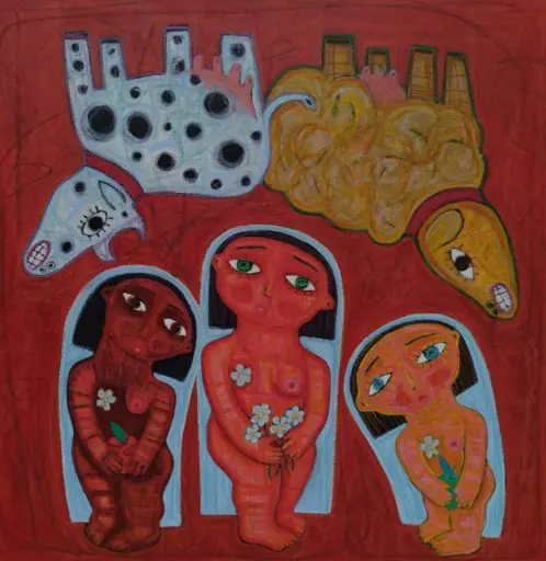 Untitled, mixed media on canvas, 106 x 106 cm, 2025