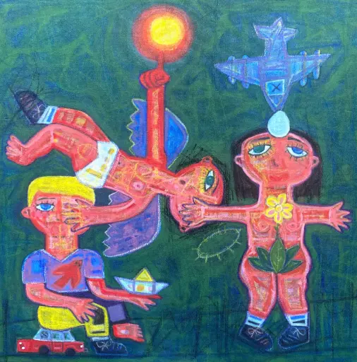 Untitled, mixed media on canvas, 106 x 106 cm, 2024