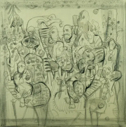 Untitled, charcoal on canvas, 70 x 70 cm