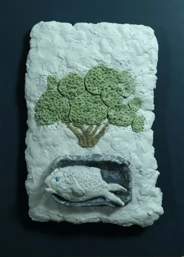 Untitled, limestone paste relief, 30 x 22, 2023 